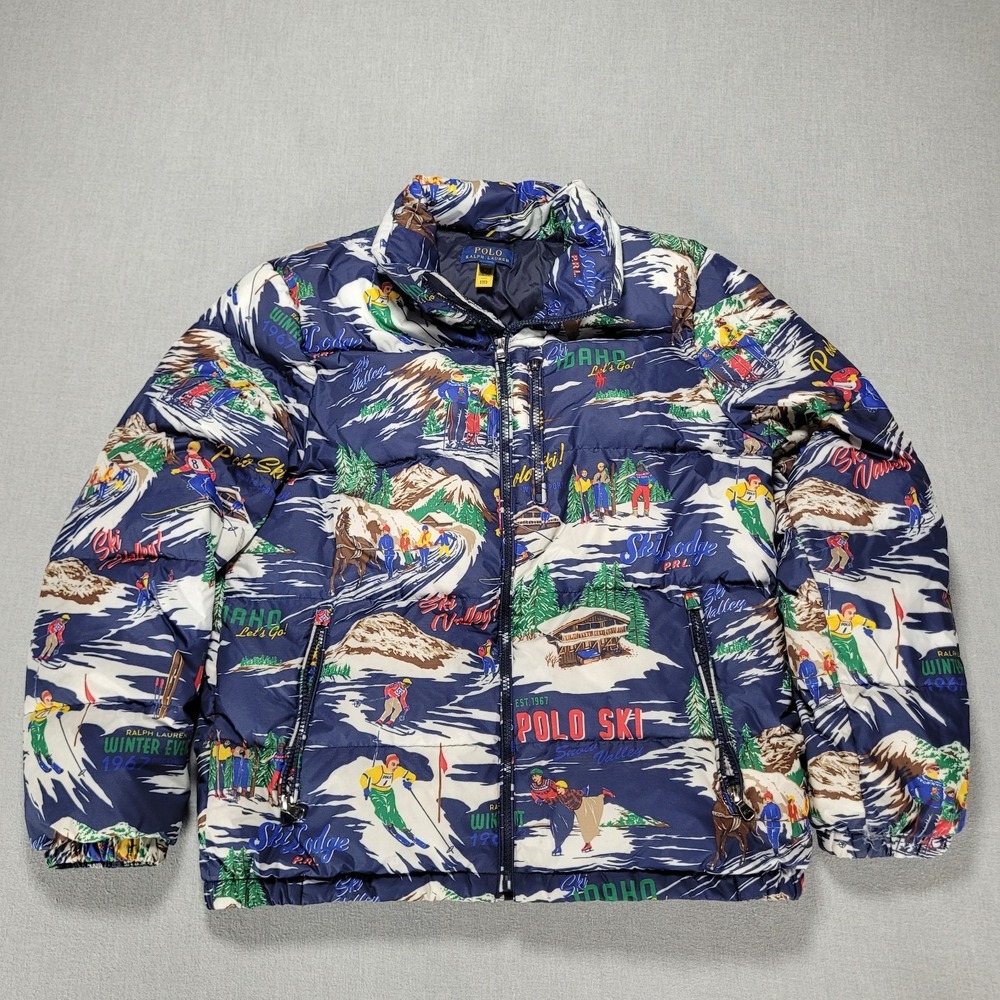 Polo Ralph Lauren Puffer Jacket Coat Boys XL 18/20 Ski Print Water Repellent - Picture 1 of 16